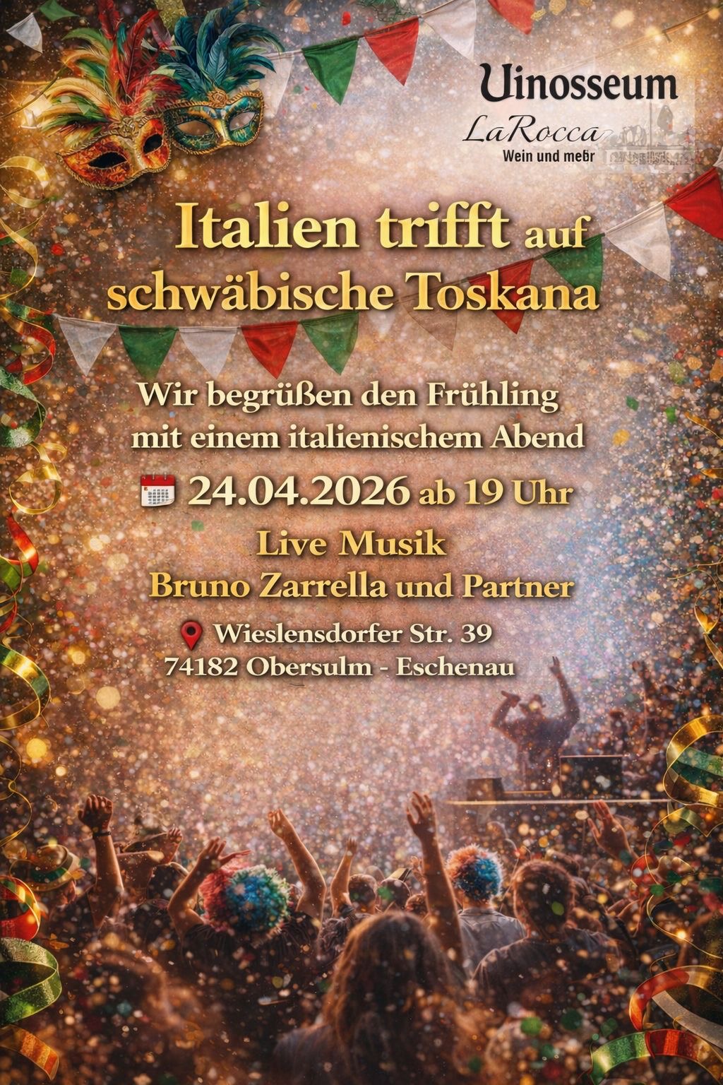 Plakat italienischer Abend mit Bruno Zarella